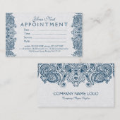 Plush White en Blue Paisley Lace Appointment Card Afsprakenkaartje (Voorkant / Achterkant)