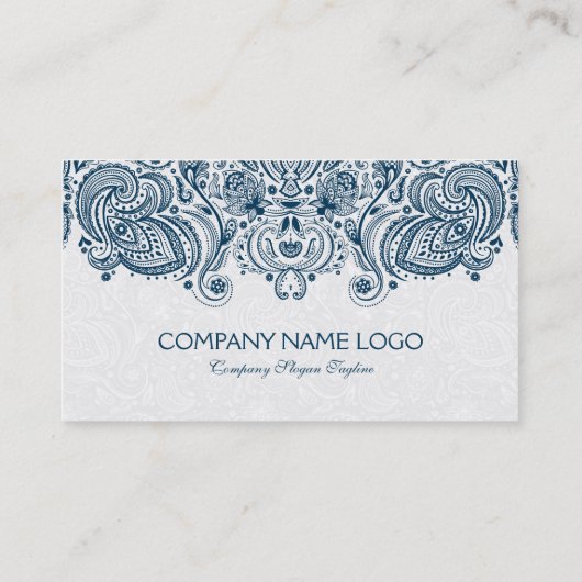 Plush White en Blue Paisley Lace Appointment Card Afsprakenkaartje (Achterkant)