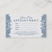 Plush White en Blue Paisley Lace Appointment Card Afsprakenkaartje (Voorkant)
