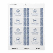 Plush White en Royal Blue Paisley Lace Lijst Etiket (Full Sheet)