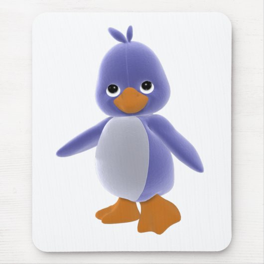 Plushie Blue Toon Penguin Mousepad Muismat (Voorkant)