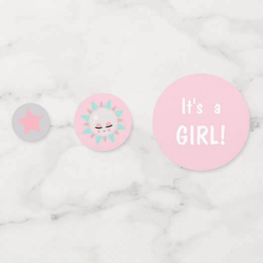 Plushie Pony Roze Meisje Baby shower Confetti (Voorkanten)