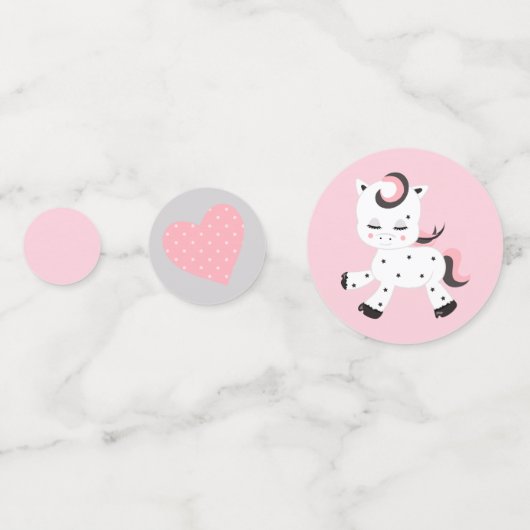 Plushie Pony Roze Meisje Baby shower Confetti (Achterkanten)