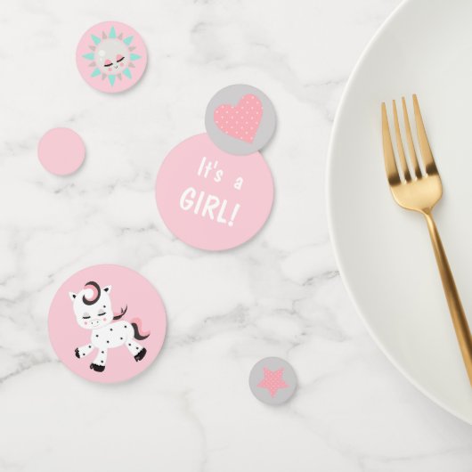 Plushie Pony Roze Meisje Baby shower Confetti (Groep)