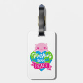 Plushies Love Peace | Cute Kawaii Heart Earth Bagagelabel (Achterkant verticaal)