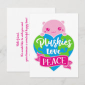 Plushies Love Peace | Cute Kawaii Heart Earth Briefkaart (Voorkant / Achterkant)