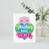 Plushies Love Peace | Cute Kawaii Heart Earth Briefkaart (Staand voorkant)