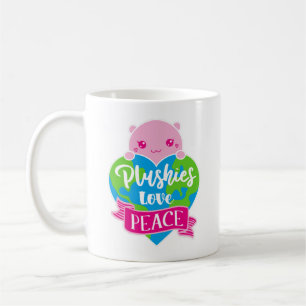 Plushies Love Peace   Cute Kawaii Heart Earth Koffiemok