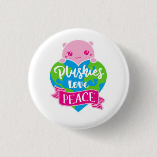 Plushies Love Peace Cute Kawaii Heart Earth Ronde Button 3,2 Cm