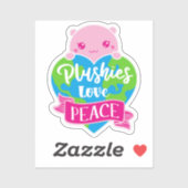 Plushies Love Peace | Cute Kawaii Heart Earth Sticker (Vel)