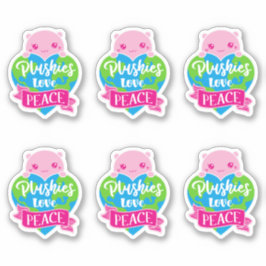 Plushies Love Peace | Cute Kawaii Heart Earth Sticker