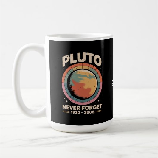 Pluto 1930-2006: een grappige retro-ruimte koffiemok (Links)