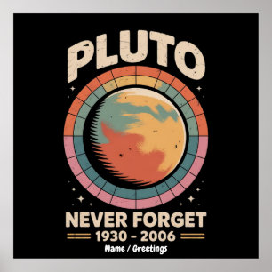 Pluto 1930-2006: een grappige retro-ruimte poster