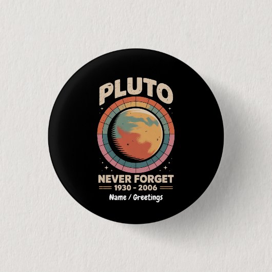 Pluto 1930-2006: een grappige retro-ruimte ronde button 3,2 cm (Voorkant)