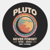 Pluto 1930-2006: een grappige retro-ruimte ronde sticker (Voorkant)