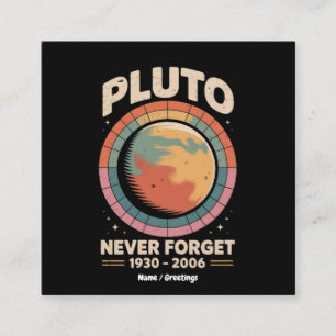 Pluto 1930-2006: een grappige retro-ruimte vierkante visitekaartje