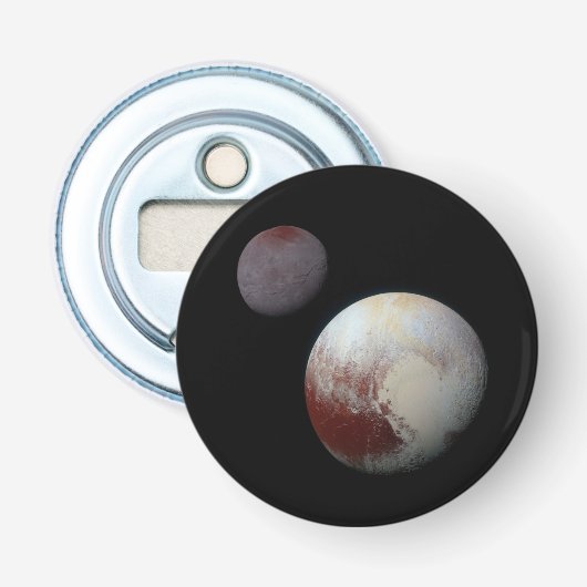 Pluto & Charon 9e of Dwergplaneet Zonnestelsel Button Flesopener (Voorkant)