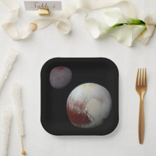 Pluto & Charon 9e of Dwergplaneet Zonnestelsel Papieren Bordje