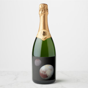 Pluto & Charon 9e of Dwergplaneet Zonnestelsel Sparkling Wijnetiket