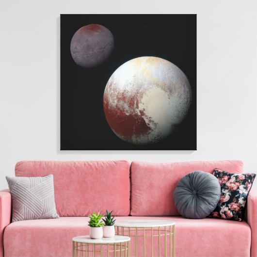 Pluto & Charon 9th of Dwarf Planet Zonnestelsel Canvas Afdruk (Insitu (Woonkamer))