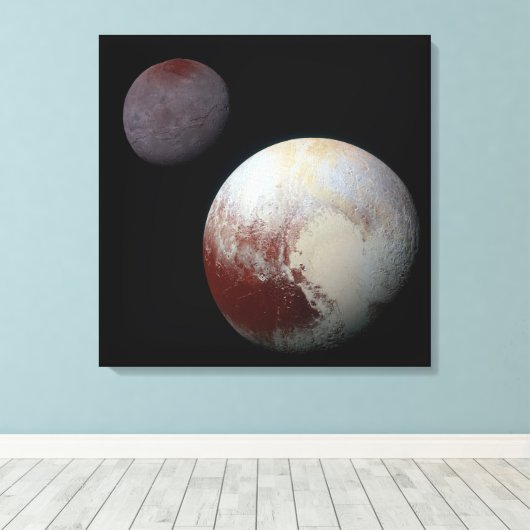 Pluto & Charon 9th of Dwarf Planet Zonnestelsel Canvas Afdruk (Insitu (Houten vloer))