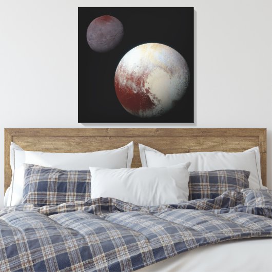 Pluto & Charon 9th of Dwarf Planet Zonnestelsel Canvas Afdruk (Insitu (Slaapkamer))