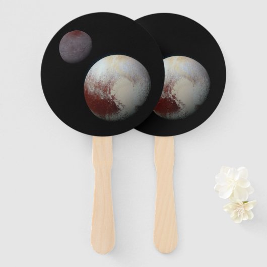 Pluto & Charon 9th of Dwarf Planet Zonnestelsel Handwaaier (Voorkant en achterkant)