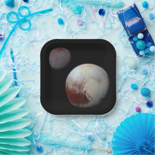 Pluto & Charon 9th of Dwarf Planet Zonnestelsel Papieren Bordje (Feest)