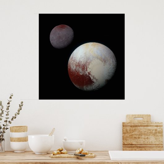 Pluto & Charon 9th of Dwarf Planet Zonnestelsel Poster (Keuken)