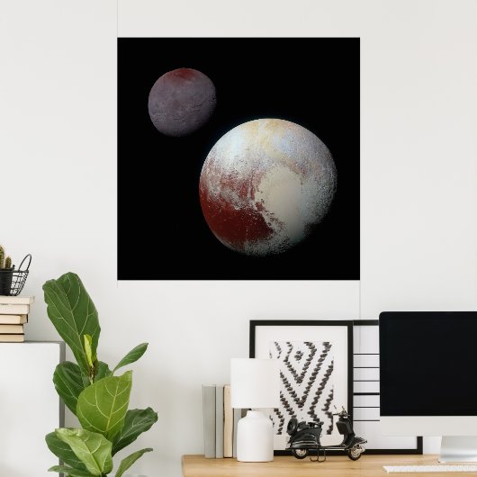Pluto & Charon 9th of Dwarf Planet Zonnestelsel Poster (Thuiskantoor)