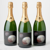 Pluto & Charon 9th of Dwarf Planet Zonnestelsel Sparkling Wijnetiket (Flessen)