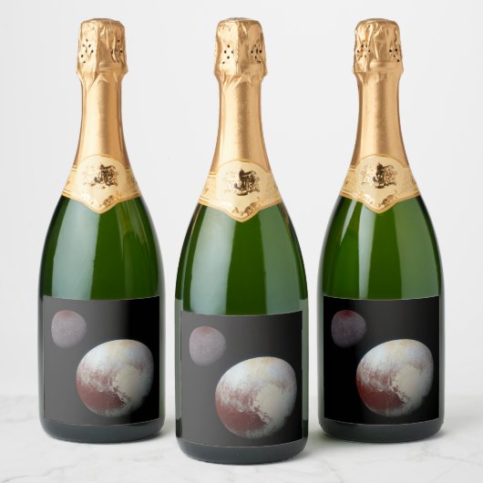 Pluto & Charon 9th of Dwarf Planet Zonnestelsel Sparkling Wijnetiket (Flessen)