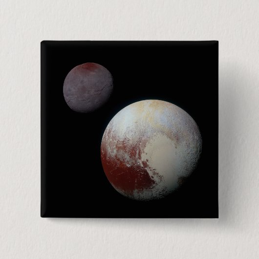 Pluto & Charon 9th of Dwarf Planet Zonnestelsel Vierkante Button 5,1 Cm (Voorkant)