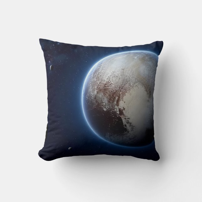Pluto Dwergplaneet Ruimte Worp Kussen (Voorkant)