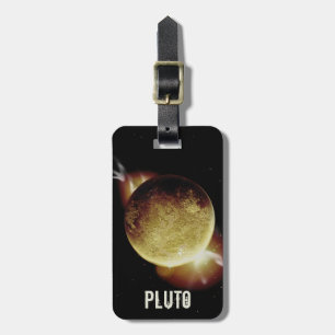 Pluto gele planeet 3d universum ruimte illustratie bagagelabel