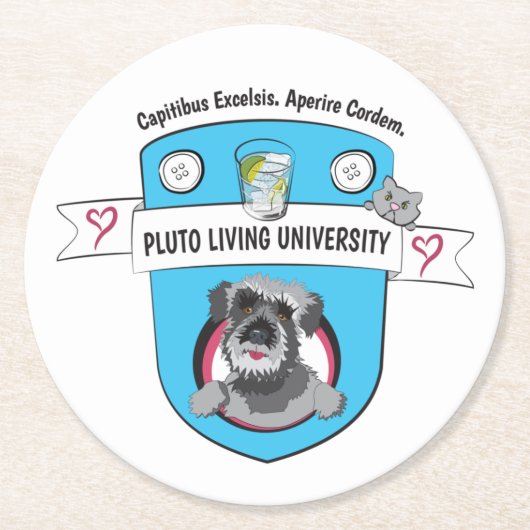 Pluto Living University Ronde Kartonnen Onderzetter (Voorkant)