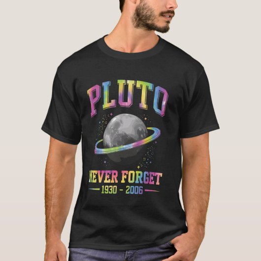 Pluto Maakt Nooit Grappige Ruimtewetenschap T-shirt (Voorkant)