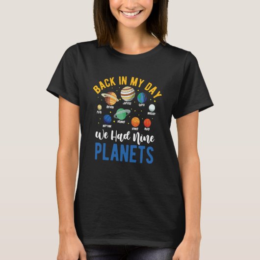 Pluto Nine Planets Astronomy Telescope Cosmology T-shirt (Voorkant)
