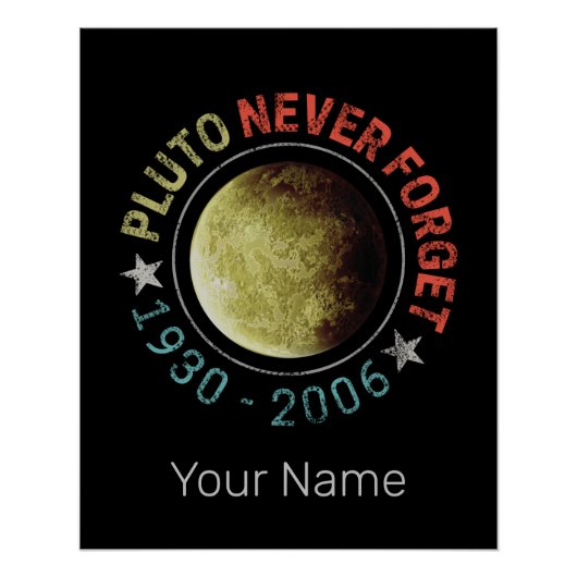 Pluto Nooit vergeten 1930-2006  Planet Retro Perfect Poster (Voorkant)