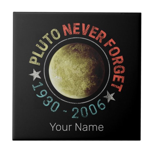 Pluto Nooit vergeten 1930-2006 Planet Retro Tegeltje (Voorkant)