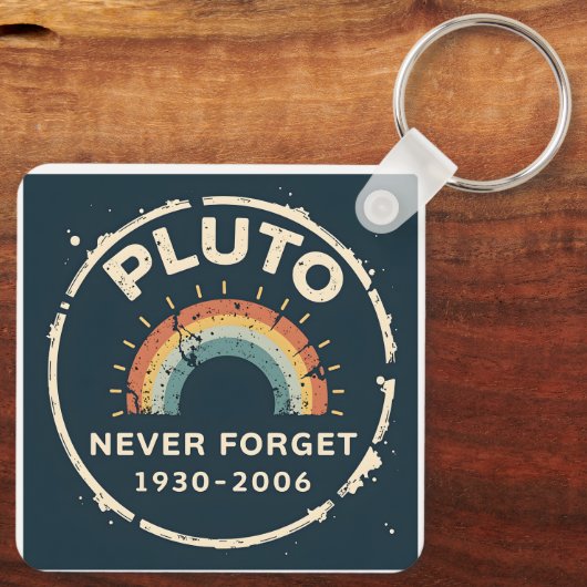 Pluto Nooit Vergeten 1930-2006  Retro Space Sleutelhanger (Achterkant)