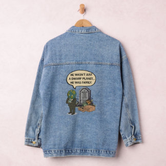 Pluto Nooit Vergeten Dwergplaneet Grappige Ruimte Denim Jacket
