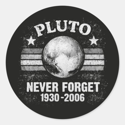 Pluto Nooit Vergeten Ronde Sticker (Voorkant)