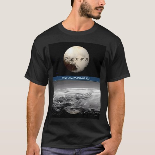 Pluto-oppervlak met planeet t-shirt (Voorkant)