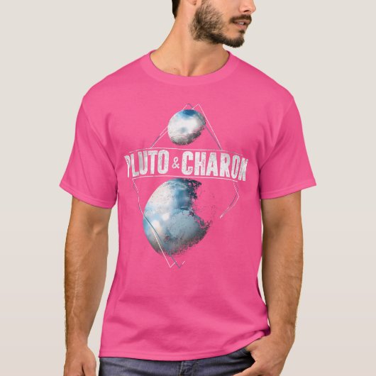 Pluto Planeet Charon Maan Zonnestelsel Astronomie T-shirt (Voorkant)