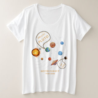 Pluto Plush Planet, vergeet Pluto nooit Grote Maat T-shirt