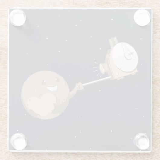 Pluto Selfie Glazen Onderzetter (Achterkant)
