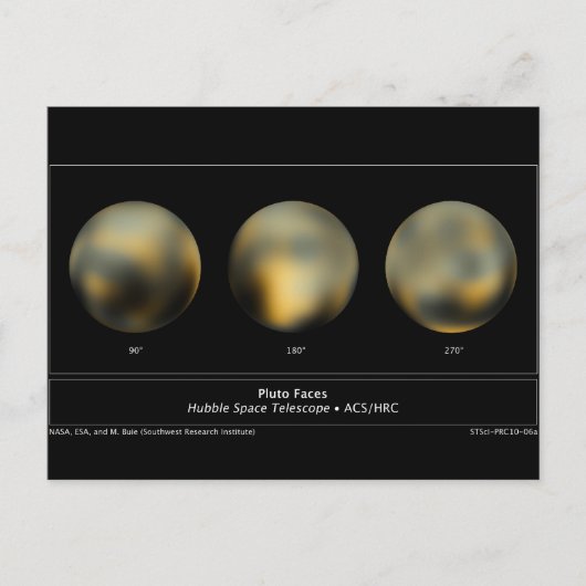 Pluto van de Hubble Ruimtetelescoop van NASA Briefkaart (Voorkant)