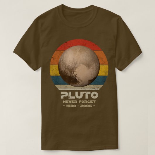Pluto - Vergeet het nooit, Retro Style Planet Funn T-shirt (Design voorkant)
