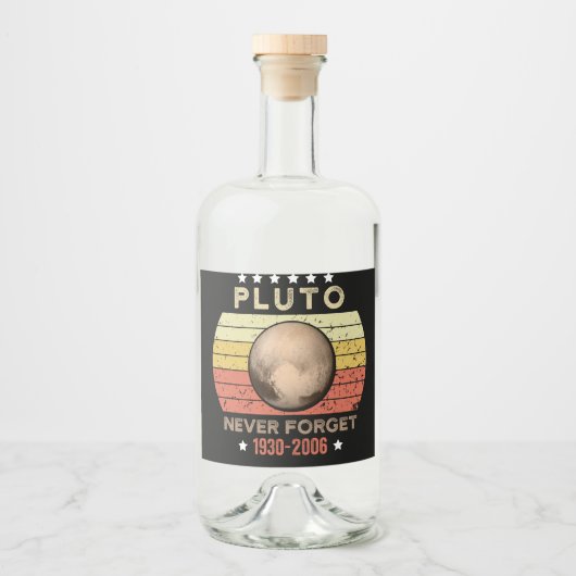 Pluto vergeet nooit 1930-2006 likeurfles etiket (Voorkant)